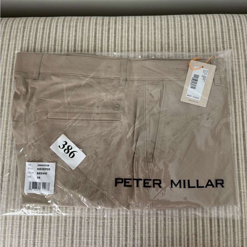NWT! Peter Millar Shackleford Performance Hybrid Short, 36” Beige - Picture 2 of 5